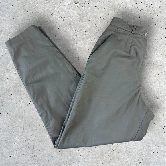 Vtg Burberrys Green Dress Pants High Waisted Chino Trousers Sz 8 Career Office - Picture 1 of 7